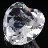 Optical Crystal 2.25 inch Engraved Heart Happy Anniversary, Single, Blue Velvet Lined Casket