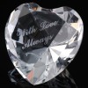 Optical Crystal 2.25 inch Engraved Heart Love Always, Single, Blue Velvet Lined Casket