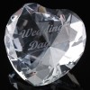 Optical Crystal 2.25 inch Engraved Heart Wedding Day, Single, Blue Velvet Lined Casket