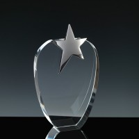 Fusion Crystal Award 6 inch Opal Star, Single, Velvet Casket