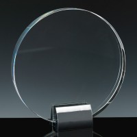 Fusion Crystal Award 8 inch Circle Base, Single, Velvet Casket